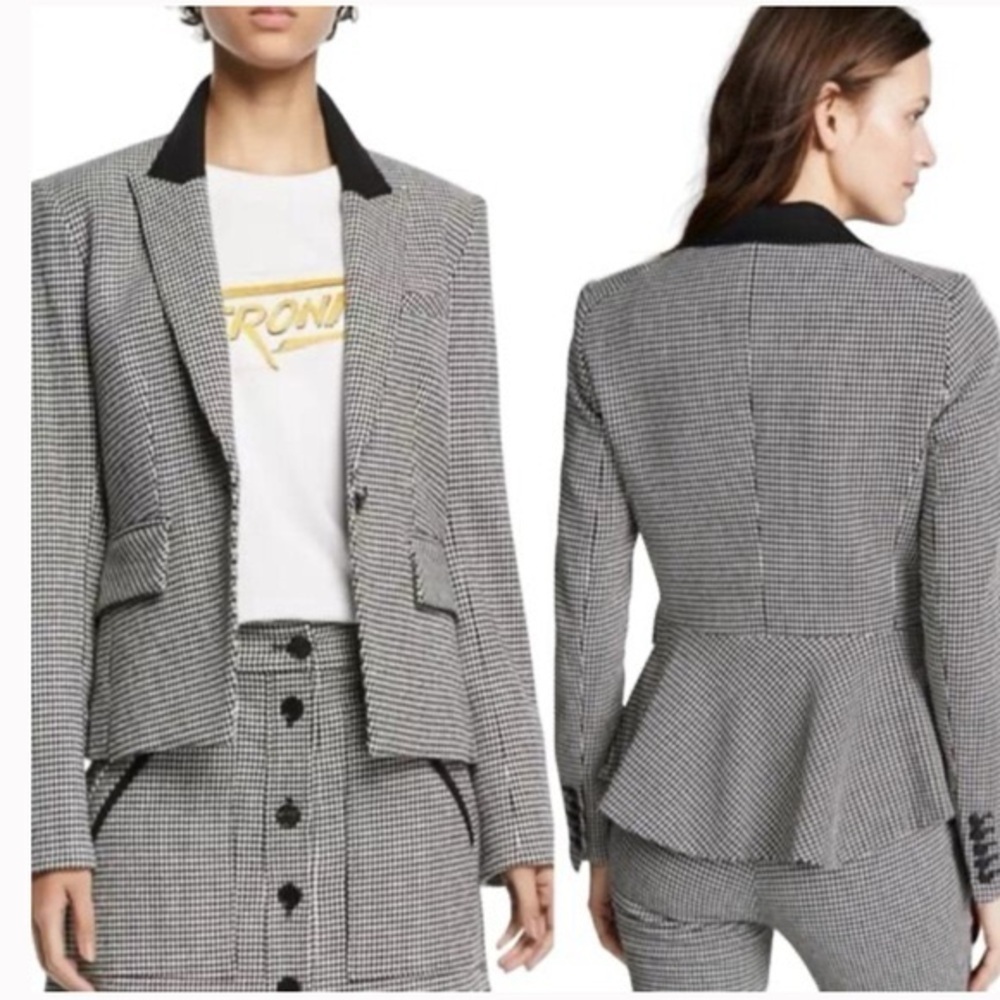 VERONICA BEARD Airlie Houndstooth Dickey Blazer Jacket Black/White Sz 4 - Picture 8 of 9